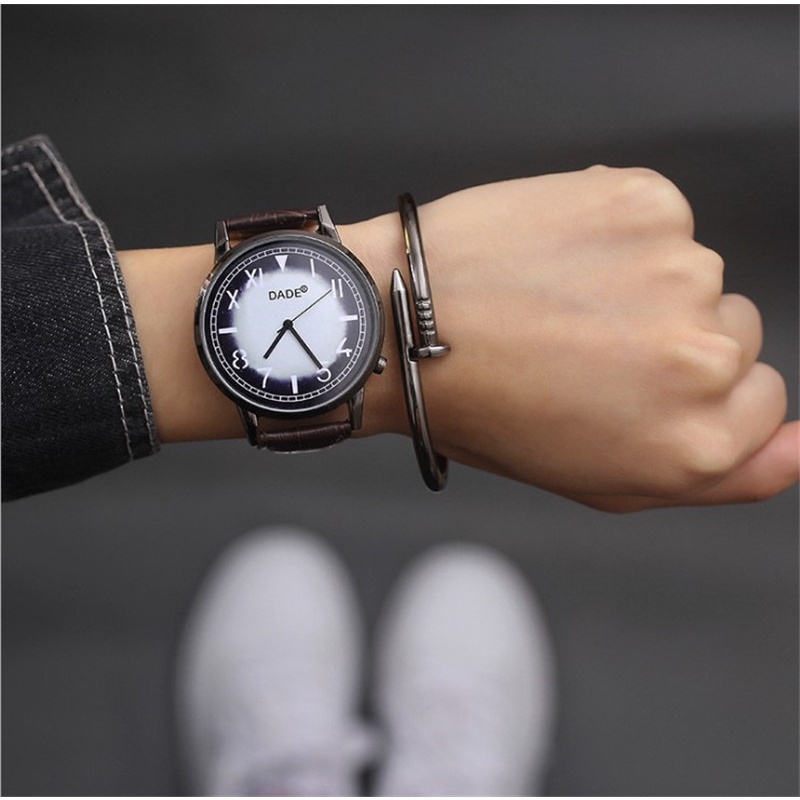 Đồng Hồ Nam Nữ Cặp Đôi DADE Mặt Tròn Thời Trang Phong Cách Hàn Quốc