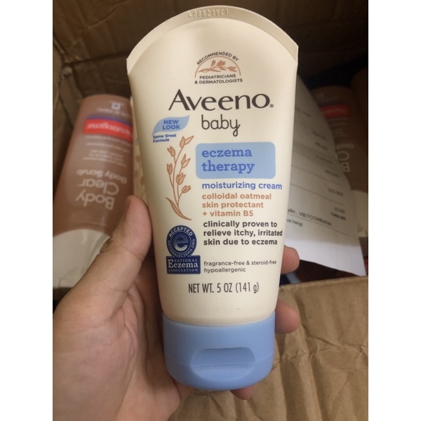 ( có bill) Aveeno Kem bôi đặc trị chàm cho bé Aveeno Baby Eczema Therapy Moisturizing Cream (141g)date mới nhất