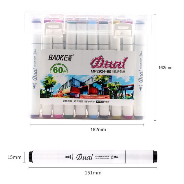 Màu marker 2 đầu cao cấp Baoke Dual MP2924-12/18/24/36/48/60/80