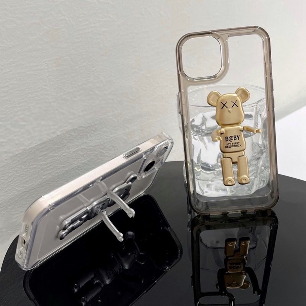 Ốp lưng iPhone gấu B@BY cạnh vuông giá đỡ 6s/6splus/7/7plus/8/8plus/x/xr/xs/11/12/13/pro/max/plus/promax