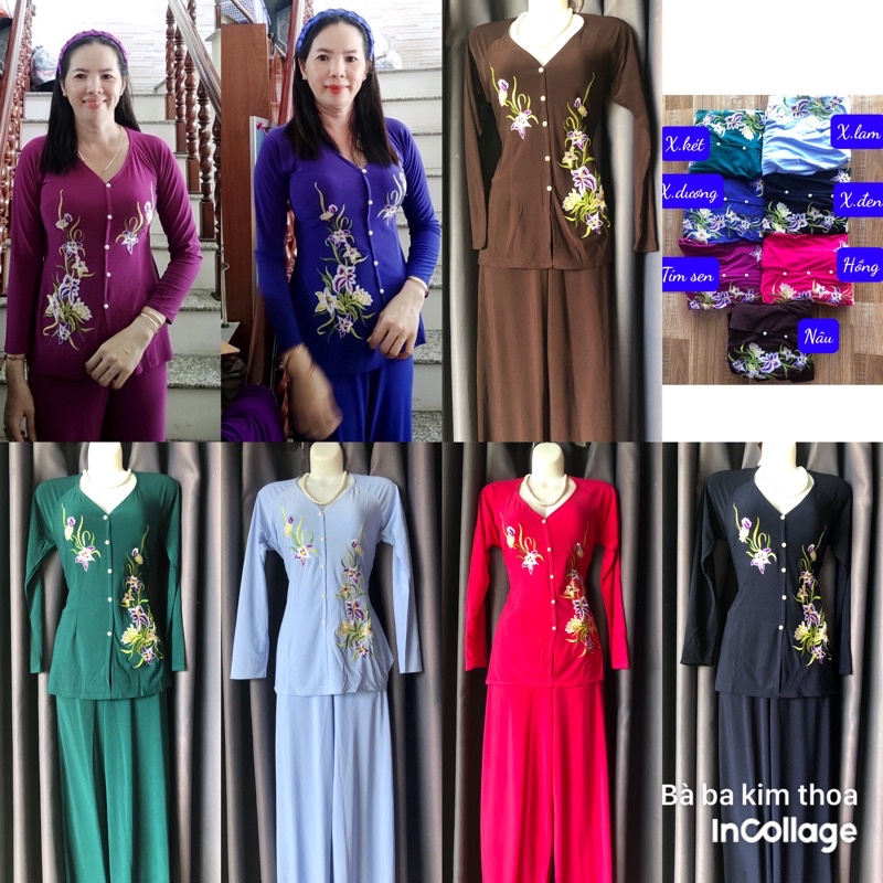 bộ BABA MÀU may sẵn thêu hoa (40-77kg)mặc vừa