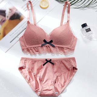 Set áo quần bra satin thêu ren nâng ngực
