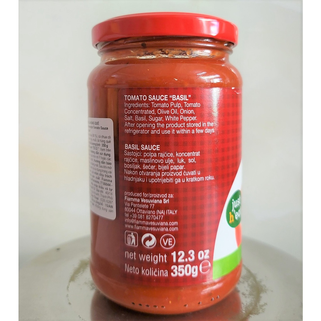 [350g – BASIL] XỐT MÌ Ý LÁ HÚNG QUẾ [Italia] FIAMMA Homestyle Basil Sauce (atu-hk)