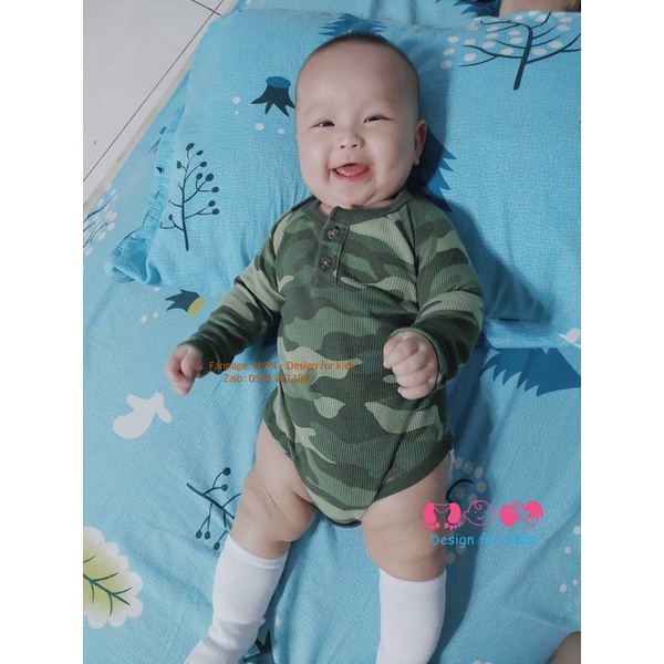 Bodysuit cho bé, body chip dài tay cổ trụ Old.Navy xuất dư vải waffle cao cấp