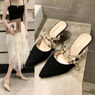 🌺Giày Dây Đinh A119 Mũi Nhọn / Giày Mũi Nhọn Hàn Quốc /Giày Dây Đinh Chéo Gót Nhọn hàng Quảng Châu