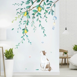 Decal dán tường lá phối mèo MS-69 [Sticker dán tường]