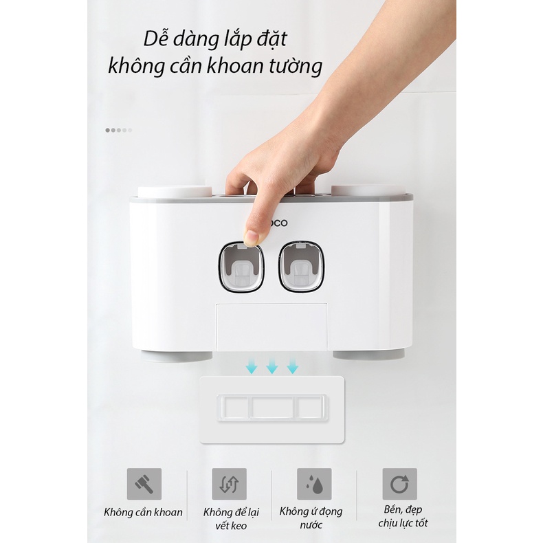 Bộ Nhả Kem Đánh Răng ECOCO E1802 - Kiêm Đựng Bàn Chải - Kèm 4 Cốc - Giao Màu Ngẫu Nhiên - Hàng Cao Cấp