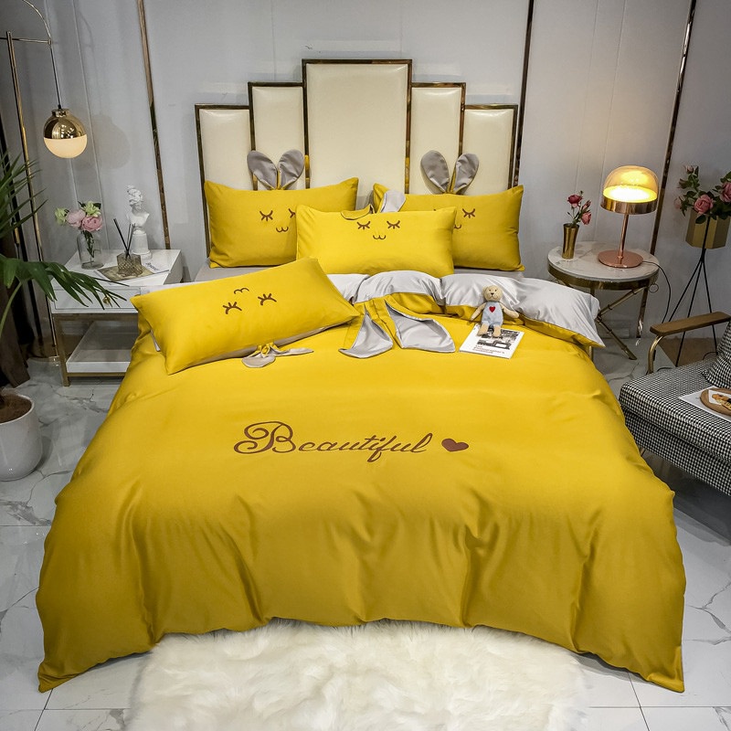 New summer ice silk sheet quilt cover cartoon washed silk four piece set lovely children's three piece set bedding | BigBuy360 - bigbuy360.vn