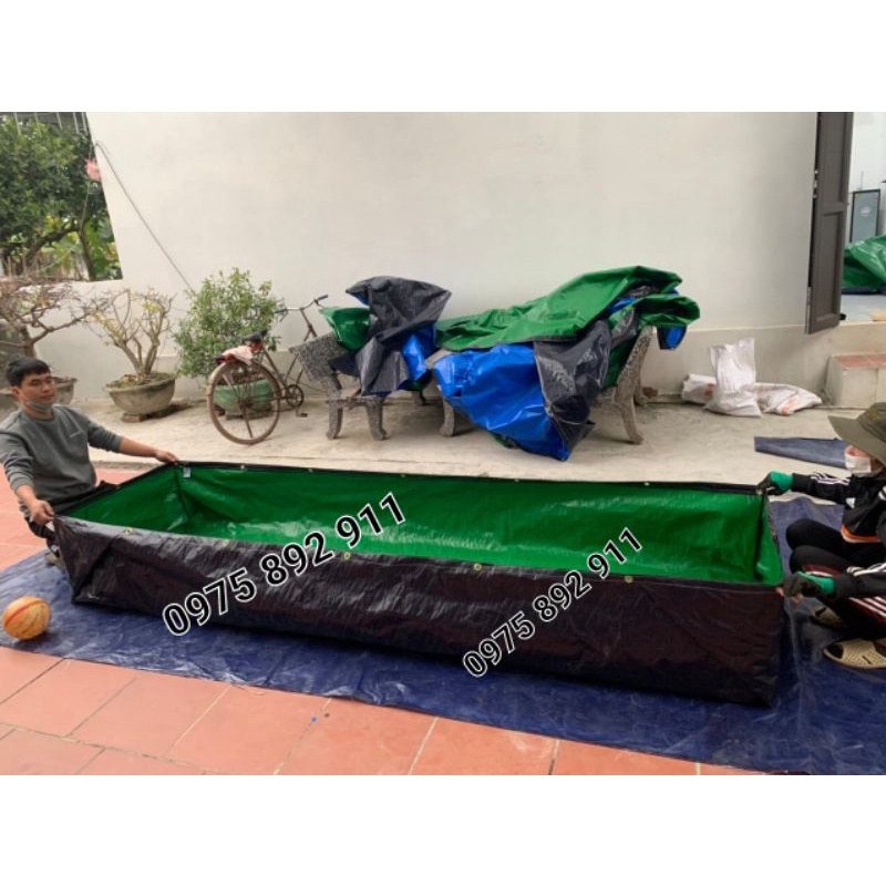 Bể bạt nuôi ốc ếch , cá lươn , chạch 3x1x05 xanh bộ đội