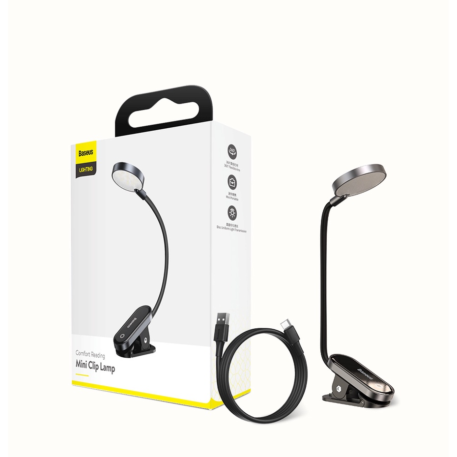 Đèn led Baseus nhỏ kẹp bàn không dây cảm ứng sạc USB để đọc sách làm việc vào ban đêm