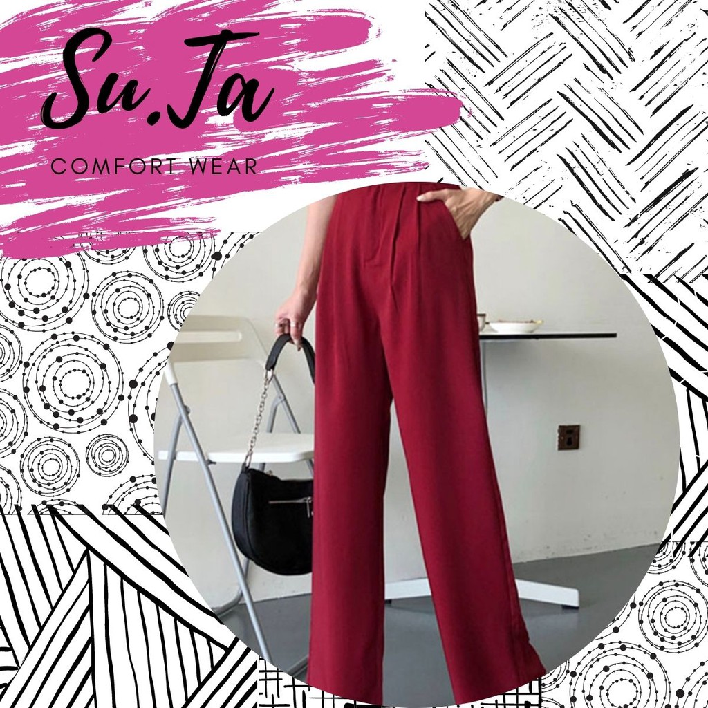 Quần Nữ Cạp Cao Ống Rộng Vải Suông Phong Cách Công Sở | BigBuy360 - bigbuy360.vn