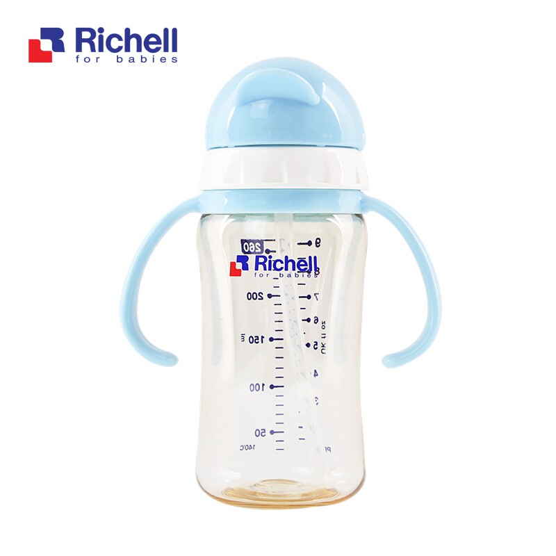 Bình ống hút PPSU Richell chống sặc chống rò rỉ siêu bền 260ml