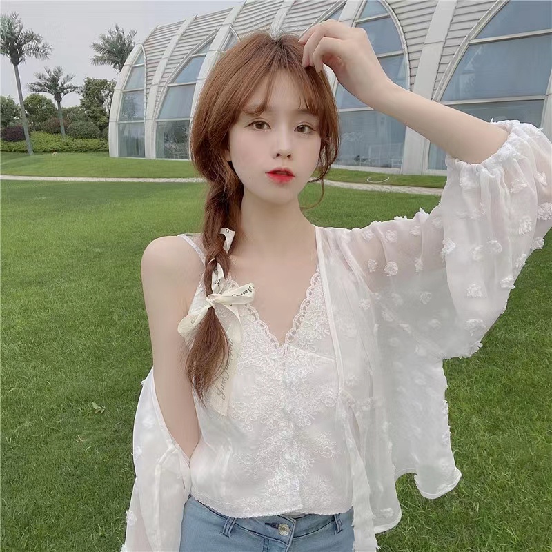 Áo Nữ Tay Dài Dáng Rộng Họa Tiết Chấm Bi Thời Trang Xinh Xắn