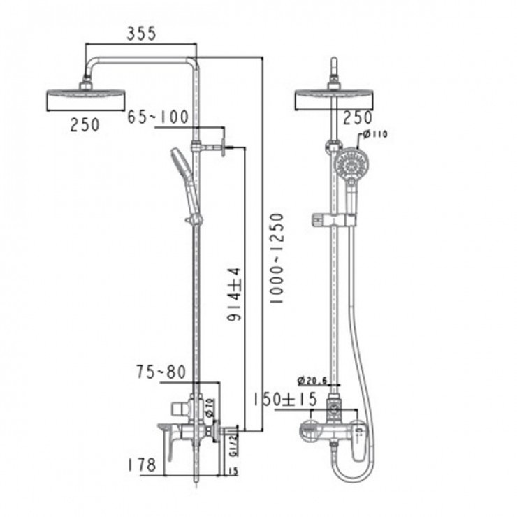 Bộ sen cây phun mưa nóng lạnh American Standard Signature WF-1772