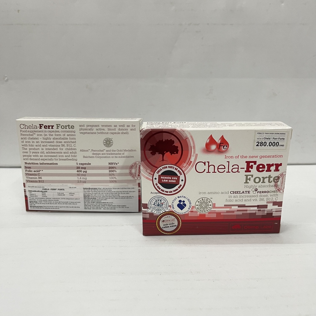 Chela Ferr Forte, Acid Folic - bổ sung sắt cho bà bầu - bổ máu từ sắt hữu cơ- Viên sắt Chelaferr nhập khẩu