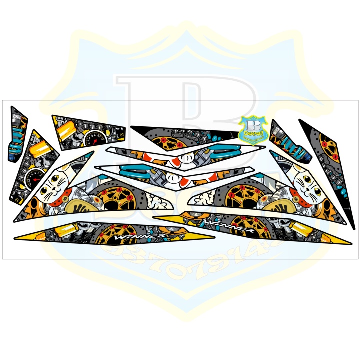 ( Quí khách vui lòng mang ra tiệm cho thợ dán ) Tem winner mèo thần tài đen 17