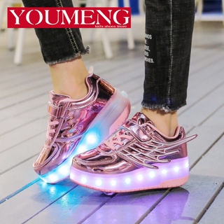 Giày Chạy Bộ Có Bánh Xe Trượt Đôi Có Đèn led Cho Trẻ Em