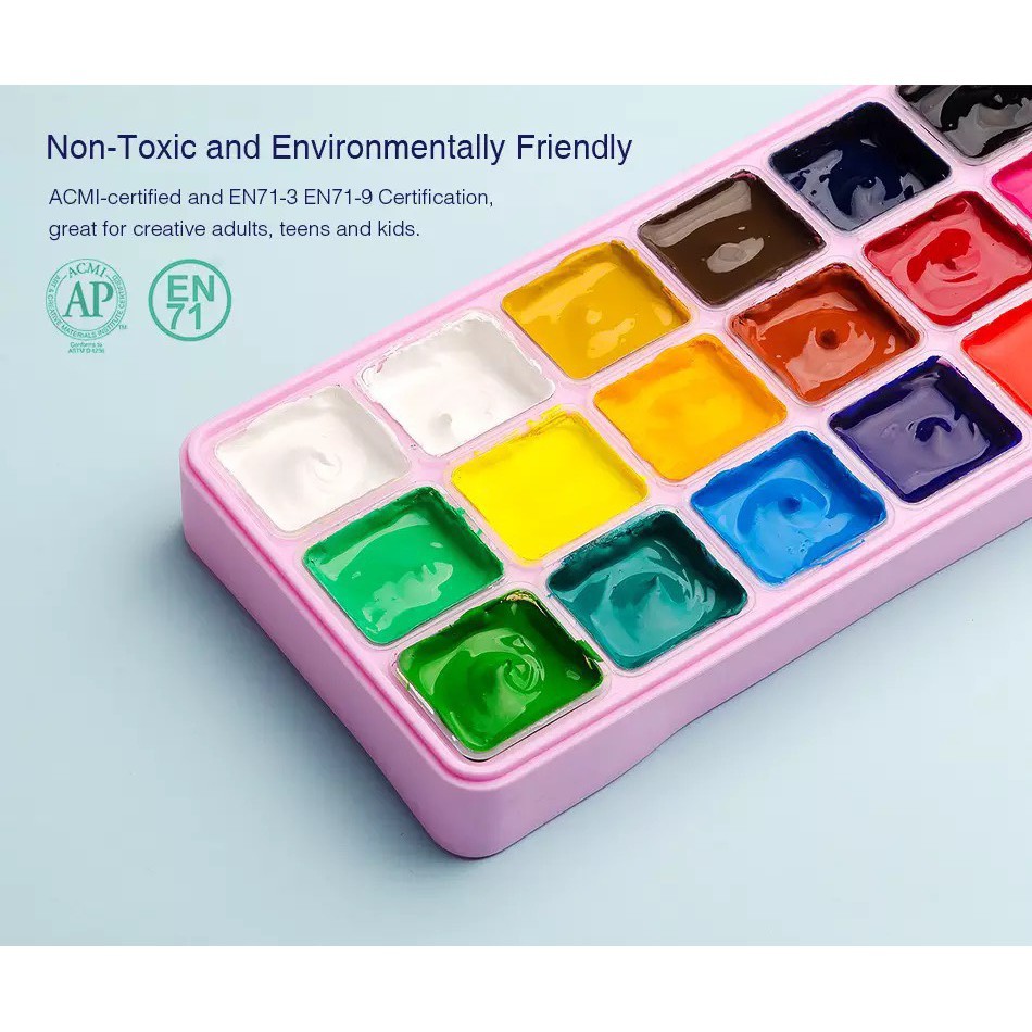 Màu Gouache HiMi dạng thạch bộ 18/24 mầu Lalunavn - B76
