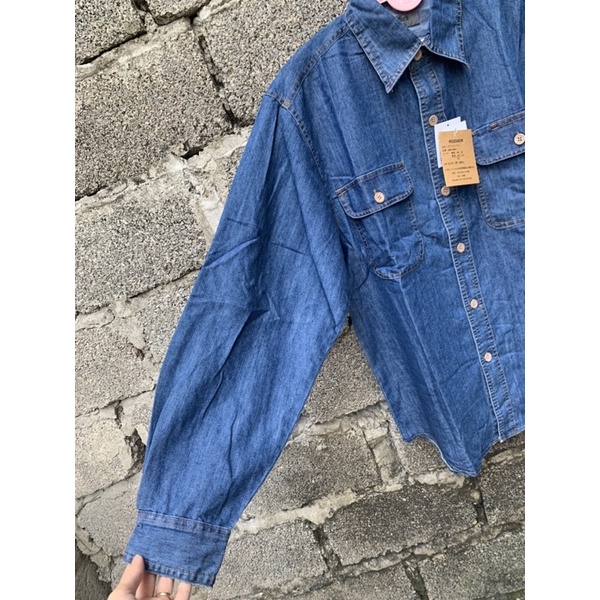 Áo sơ mi jean mềm tay dài nam-nữ xuất Nhật