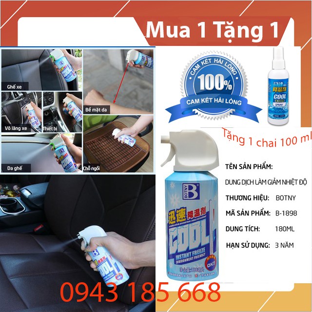 [ Mua 1 Tặng 1] Chai Xịt Làm Mát Xe Máy, Nội Thất Ô Tô - Bình Xịt Làm Mát, Hạ Nhiệt Tức Thì, Làm Lạnh Nhanh Chóng