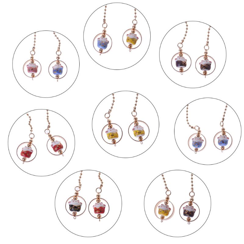Phụ Kiện Treo Trang Trí Gương Chiếu Hậu Xe Hơi Hình Mèo May Mắn Bằng Gốm Sứ