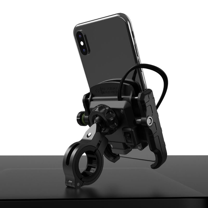 Giá Đỡ Điện Thoại Gắn Tay Lái Xe Máy Chống Thấm Nước Xoay 360 Độ Qc 3.0 Usb