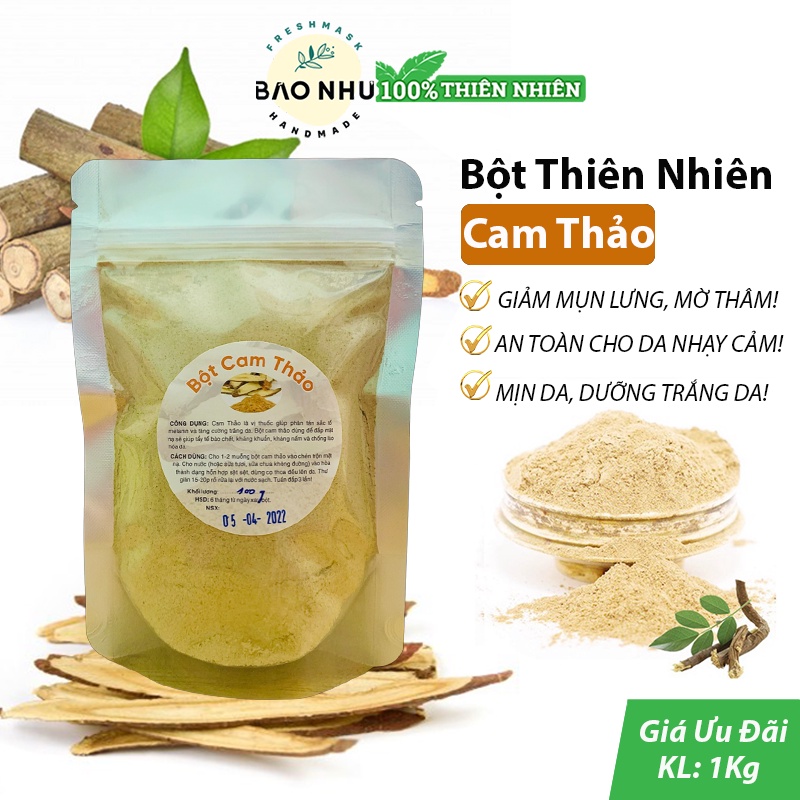 500gr Bột Cam Thảo Nguyên Chất Dưỡng Trắng Da, Giảm Mụn