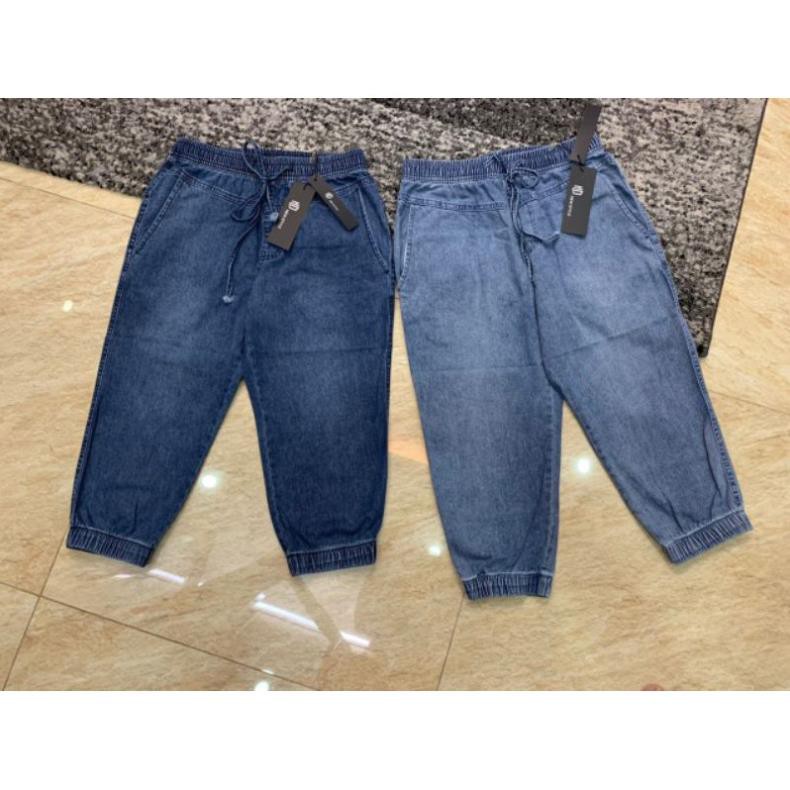 Quần jean ngố cotton nữ, quần jeans cạp chun ngố cao cấp thoáng mát  ཾ ྇