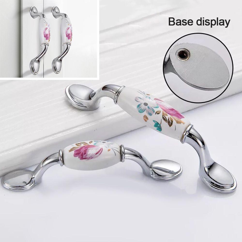 KUNHEV Tay Nắm Cửa Bằng Gốm Sứ Hình Hoa Mẫu Đơn Phong Cách Vintage