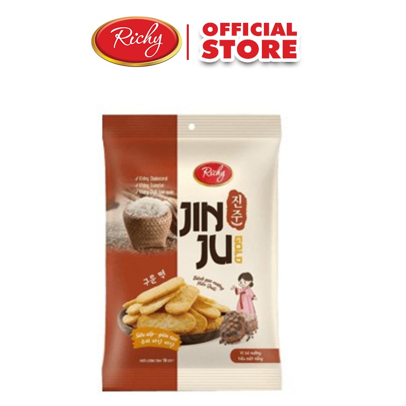 Bánh gạo JINJU RICHY vị bò nướng tiêu gói 134,4g