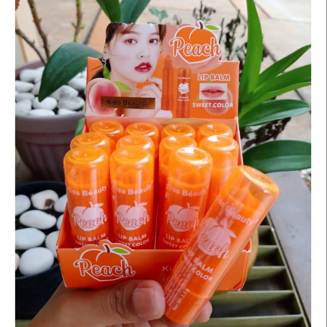 Son Dưỡng Môi Trái Đào Peach Kiss Beauty Lip Balm, Son Dưỡng Môi Chính Hãng Thái giúp Môi Mịn, Căng Mộng Hồng Tự Nhiên