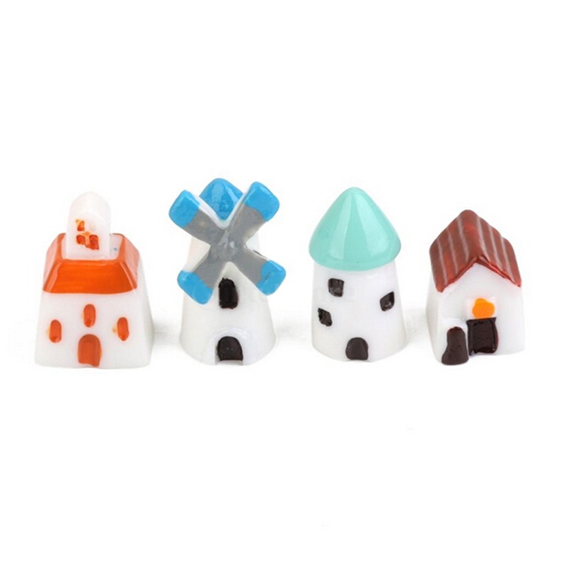 HL Set 4 Đồ trang trí Ngôi Nhà Cối Xay Gió Mini Trang Trí Sân Vườn