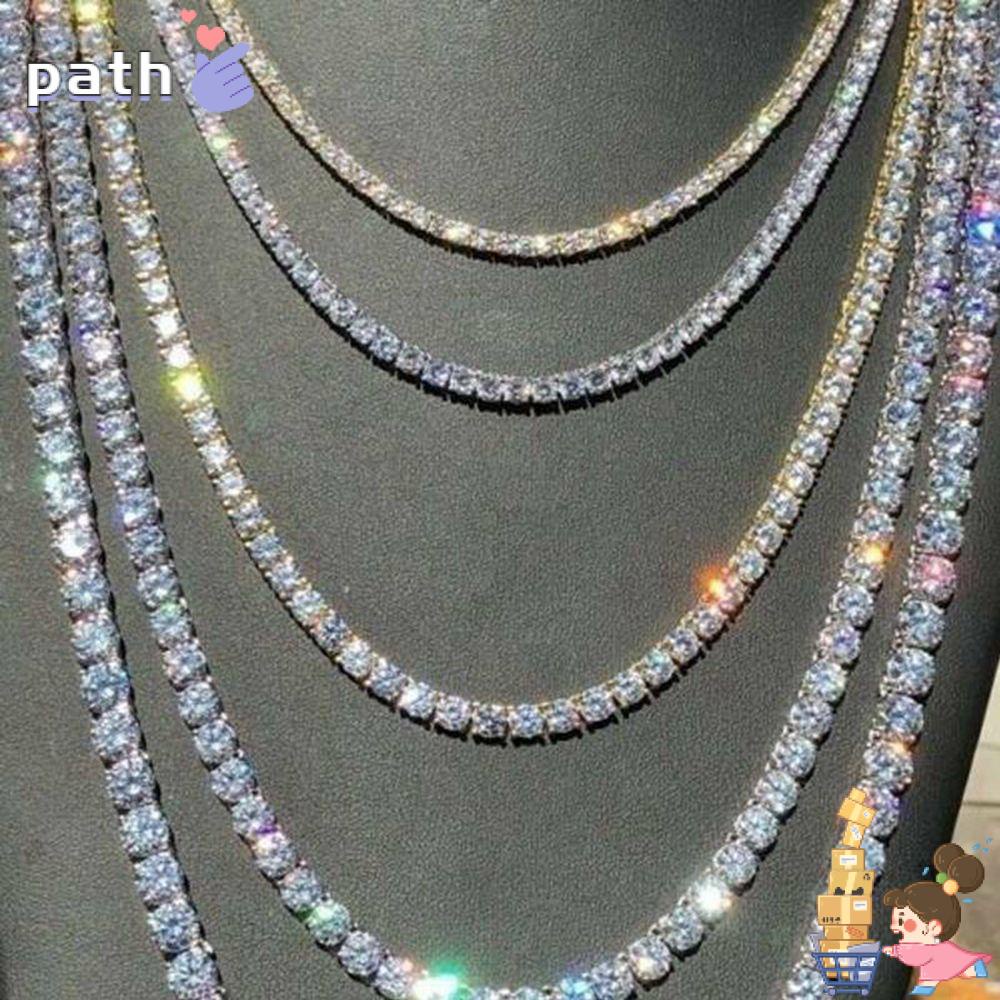 PATH Gorgeous Hip Hop Tennis Necklace Women|Chain Choker Punk Jewelry Mens|Bling Link Diamonds/Multicolor