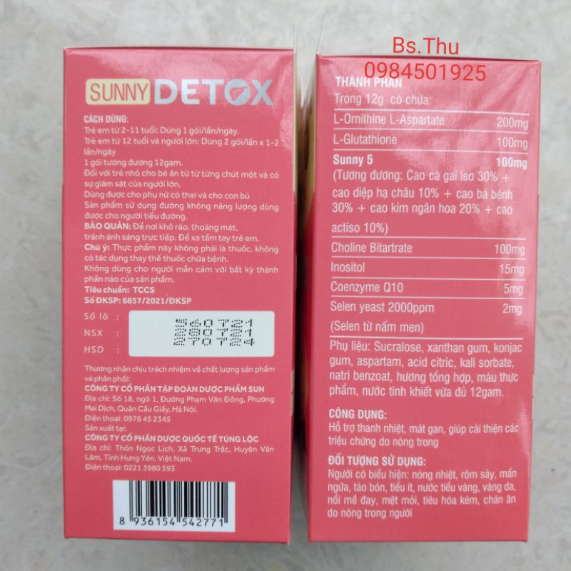 Thạch bổ gan Sunny Detox thanh nhiệt, mát gan hỗ trợ cải thiện các triệu chứng do nóng trong - Hộp 20 gói
