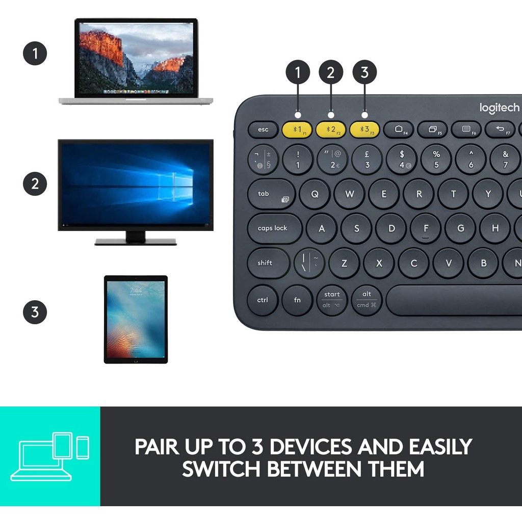 Bàn Phím Bluetooth Không Dây Logitech K380 Tương Thích Với Windows, Chrome OS, Android