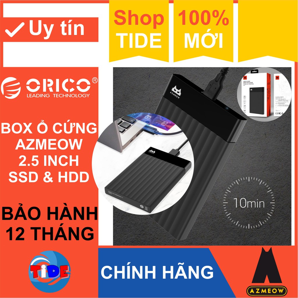 Box ổ cứng 2,5inch AZMEOW Sata3 – USB3.0 – CHÍNH HÃNG – Bảo hành 12 tháng – Box HDD – Box SSD