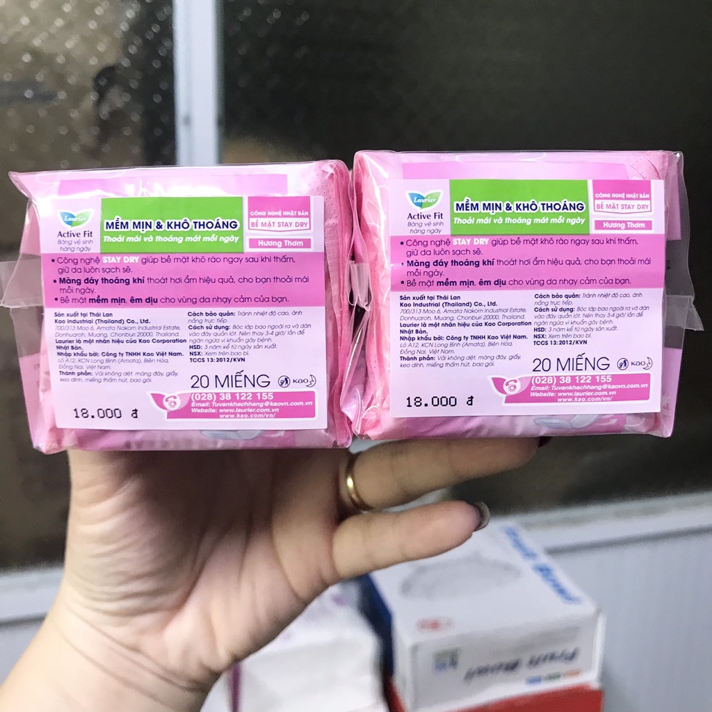 Combo 2 Gói Băng Vệ Sinh Hằng Ngày Hương Thơm Lauríer Active Fit Quick Dry & Fresh - Màu hồng