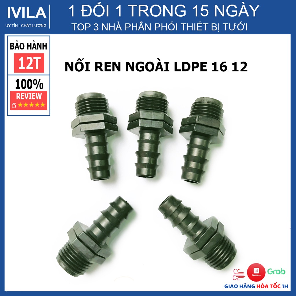 Nối ren ngoài 21/27 ra ống LDPE 16mm - Dùng cho hệ thống tưới nhỏ giọt / phun sương - Nối từ ống 21/27 sang ống LDPE 16