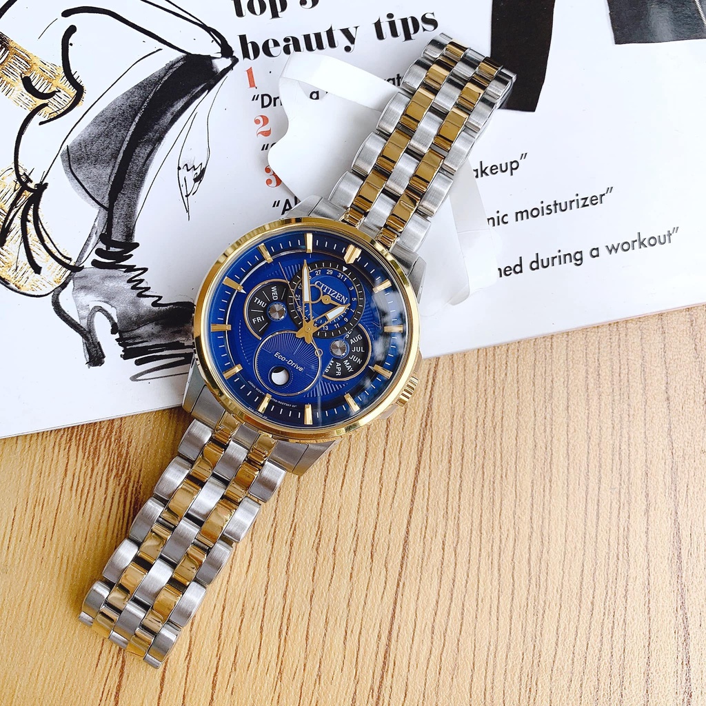 Đồng hồ nam chính hãng Citizen Eco-Drive Calendrier Moon Phase BU0054-52L- Máy pin năng lượng ánh sáng - Kính cường lực