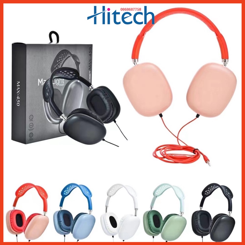 Tai nghe chơi game có dây MAX450 giảm tiếng ồn âm thanh nổi đa hướng, thích hợp cho PC điện thoại di động