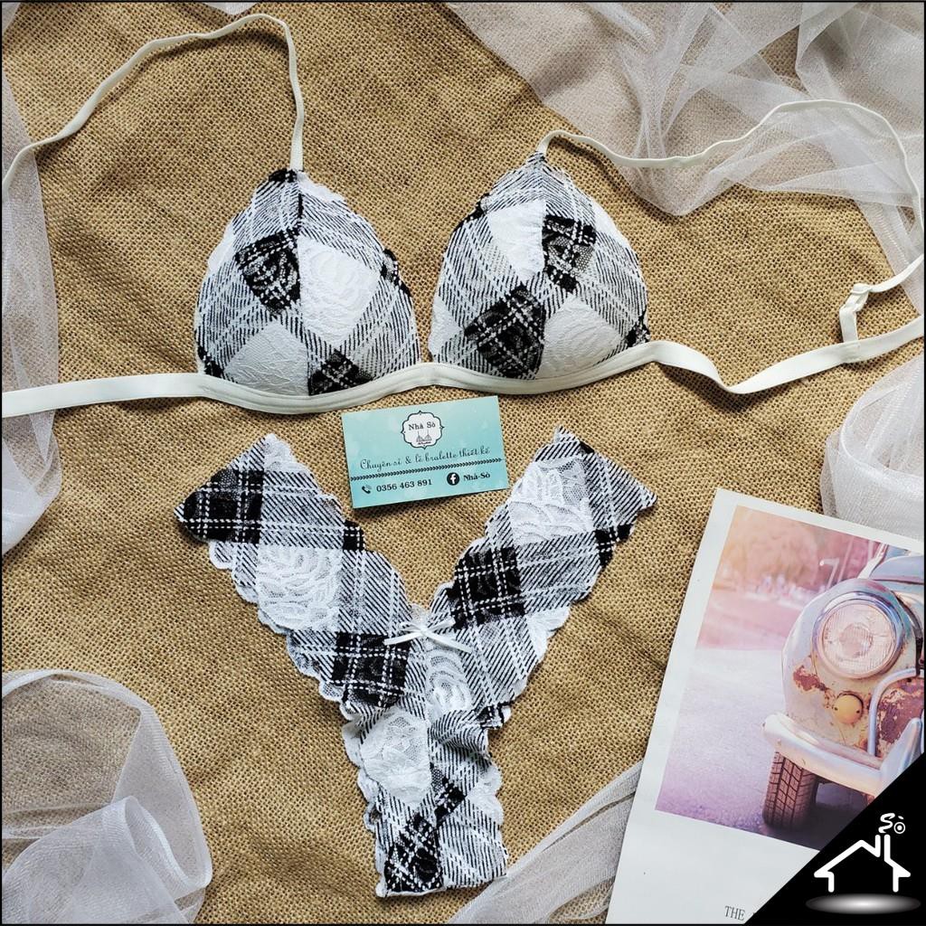 Bộ đồ lót sexy by Nhà Sò ren caro quần Y NS008