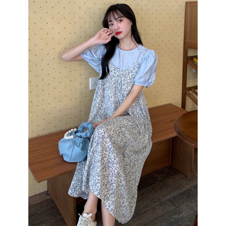 Đầm voan hoa dáng dài chữ A thời trang Hàn Quốc cho nữ có bán lẻ