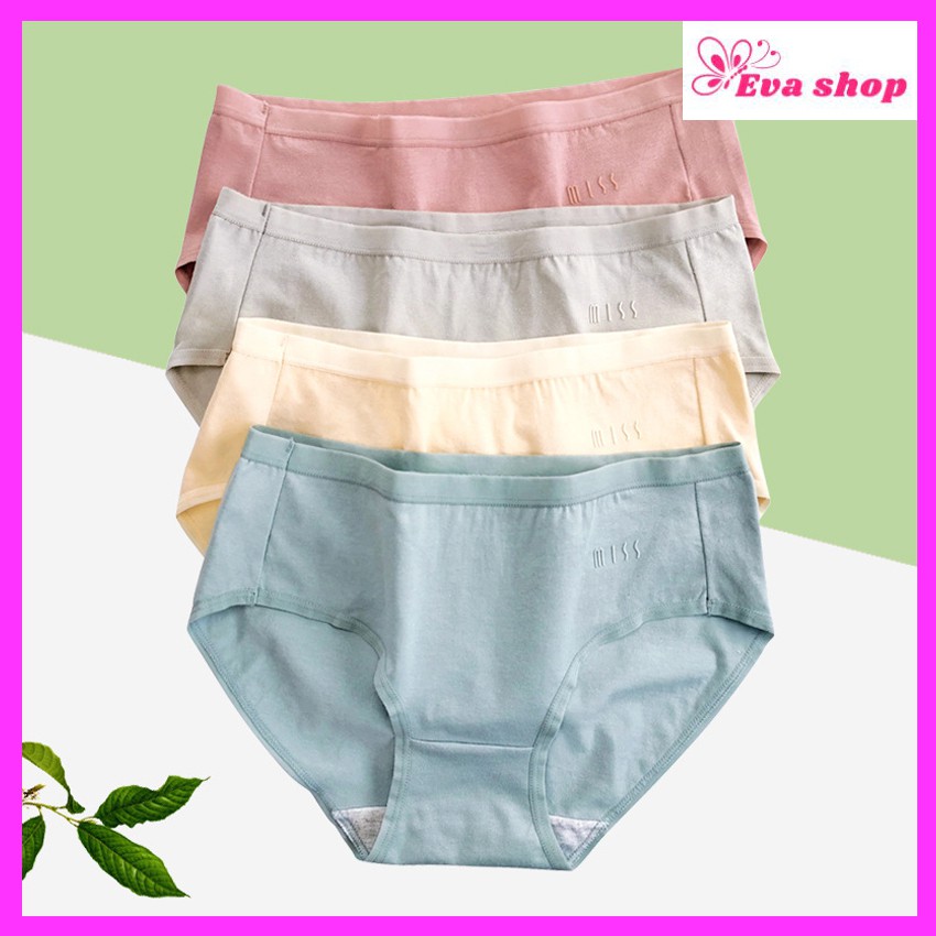 Quần lót nữ cotton, Quần lót nữ kháng khuẩn dập nổi chữ Miss hàng Quảng Châu