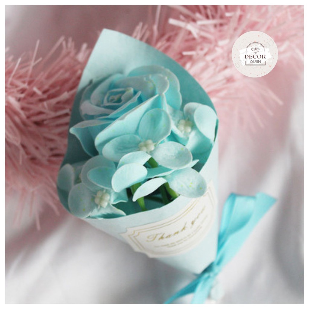Hoa hồng khô và hoa tú cầu❤️Bó hoa khô hoa sáp❤️ sản phẩm mới làm quà tặng xinh xắn ngày sinh nhật ngày lễ ý nghĩa