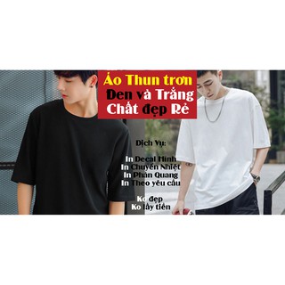 UNI Sét Đánh " TRƠN Không hình " Áo Thun Tay Lỡ Unisex  Đen và Trắng Chất Đẹp Rẻ