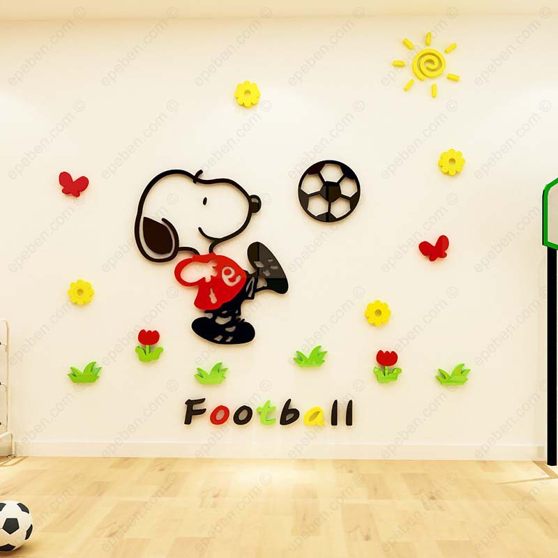 Tranh dán tường mica 3d decor khổ lớn giáo sở thích của snoopy trang trí mầm non, phòng cho bé Nhiều Size - EPeBen