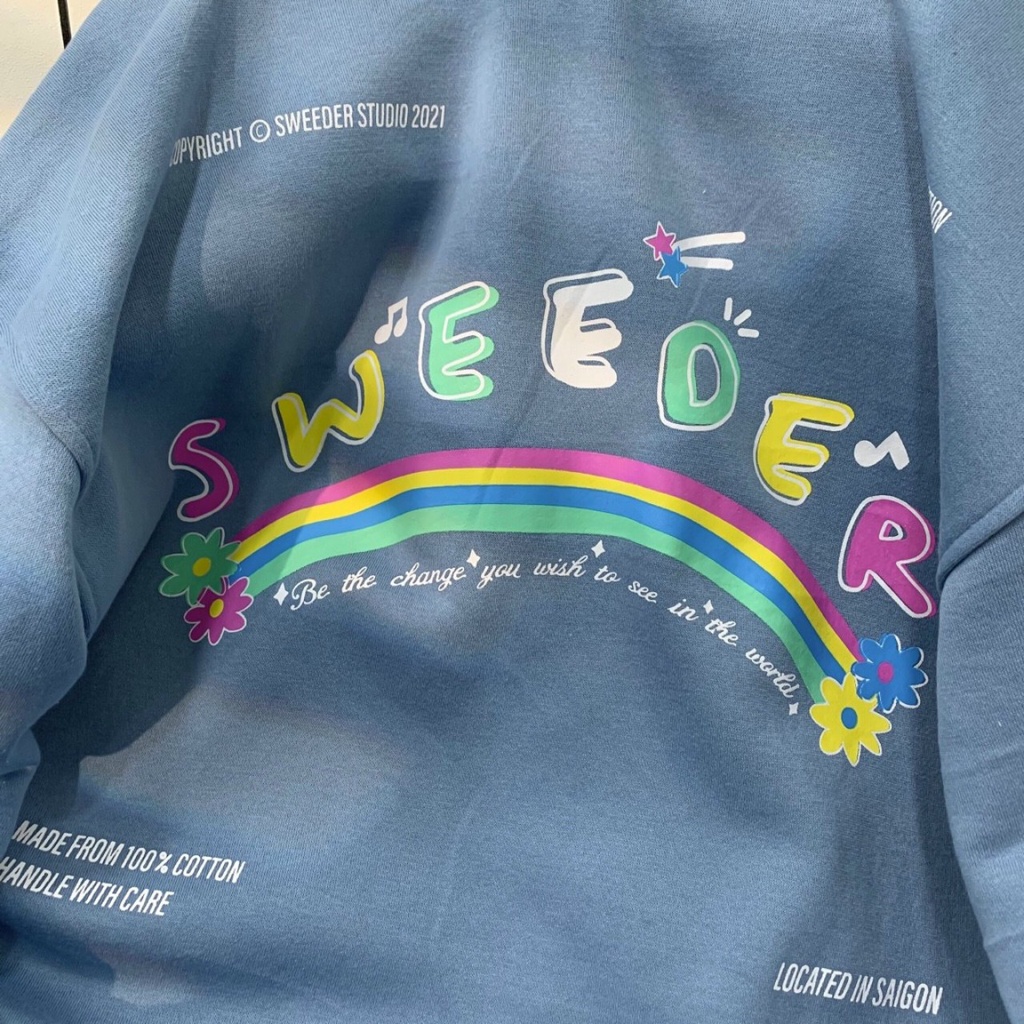 Áo Khoác Hoodie RAINBOW SWD Phối Dây Kéo Vải Nỉ Bông Form Rộng Ulzzang | BigBuy360 - bigbuy360.vn
