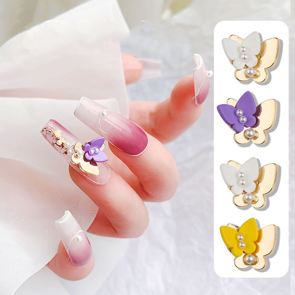 Phụ Kiện Trang Trí Móng Hai Lớp Hình Nơ Tình Yêu 3D Bằng Hợp Kim