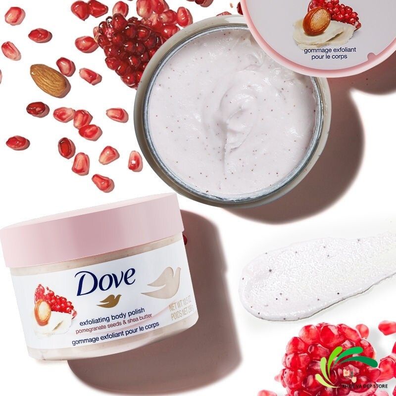 Set 2 hũ 50g đủ mùi giúp da mịn màng chiết xuất từ thiên nhiên Tẩy Da Chết Body Dove Exfoliating Body