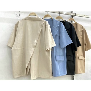 Áo blazer 2 cúc túi nắp sau lưng xẻ tà Hàn Quốc